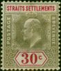 Straits Settlements 1902 30c Grey & Carmine SG117 Good MM  King Edward VII (1902-1910) Old Stamps