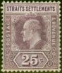 Old Postage Stamp Straits Settlements 1906 25c Dull & Bright Purple SG161 Fine LMM