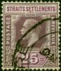 Straits Settlements 1914 25c Dull Purple & Mauve SG205 Fine Used (3). King George V (1910-1936) Used Stamps