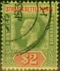 Collectible Postage Stamp Straits Settlements 1923 $2 Green & Red-Pale Yellow SG240 Fine Used