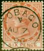 Collectible Postage Stamp from Tobago 1886 6d Orange-Brown SG23 Very Fine Used