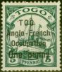 Old Postage Stamp from Togo 1914 1/2d on 5pf Green SGH28a TOG Error Fine Mtd Mint