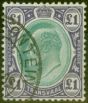 Valuable Postage Stamp from Transvaal 1908 £1 Green & Violet SG272 Superb Used