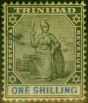 Rare Postage Stamp Trinidad 1904 1s Black & Blue-Yellow SG141 Fine Used Stamp