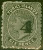 Old Postage Stamp from Turks & Caicos Is 1881 4 on 6d Black SG43 Setting 29 Fine Mtd Mint