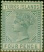 Valuable Postage Stamp Turks Islands 1884 4d Grey SG57 Fine MM