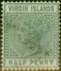 Old Postage Stamp Virgin Islands 1883 1/2d Dull Green SG27 Fine Used (2)