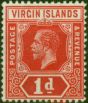 Old Postage Stamp Virgin Islands 1919 1d Carmine-Red SG70c V.F VLMM