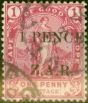 Rare Postage Stamp from Vryburg 1899 1 Pence Rose SG2 Fine Used