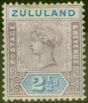 Valuable Postage Stamp from Zululand 1894 2 1/2d Dull Mauve & Ultramarine SG22 Fine Mtd Mint
