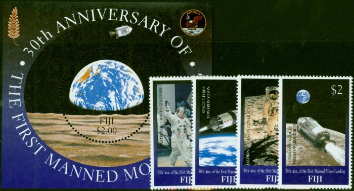 Rare Postage Stamp Fiji 1999 30th Anniv Moon Landing Set of 5 SG1054-MS1058 V.F MNH