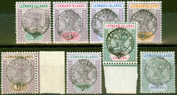 Rare Postage Stamp from Leeward Islands 1897 Jubilee set of 8 SG9-16 V.F Lightly Mtd Mint Nice Quality Set