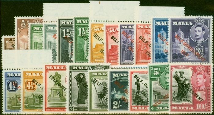 Valuable Postage Stamp Malta 1948-53 Set of 21 SG234-248 V.F MNH