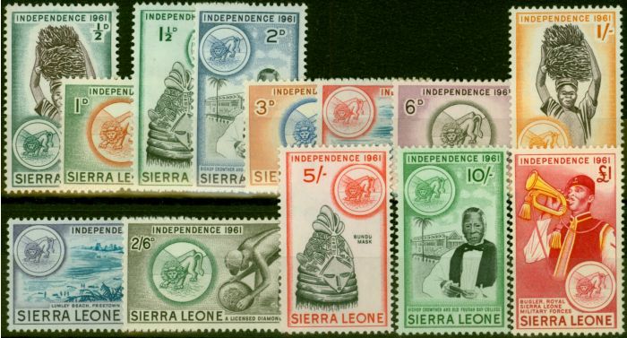 Valuable Postage Stamp Sierra Leone 1961 Independence Set of 13 SG223-235 V.F MNH