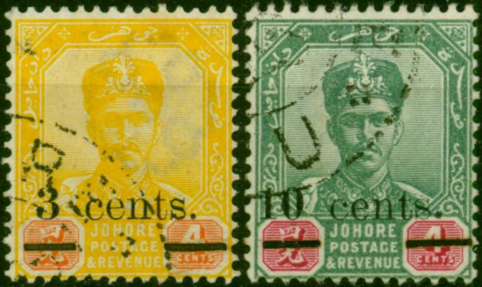 Johore 1903 Surcharge Set of 2 SG54-55 Fine Used . King Edward VII (1902-1910) Used Stamps