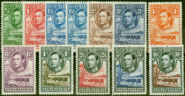 Collectible Postage Stamp Bechuanaland 1938-43 Set of 12 SG118-128 Fine & Fresh MM