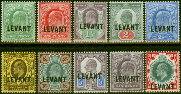 Old Postage Stamp from British Levant 1905 Set of 10 SGL1-L10 V.F Very Lightly Mtd Mint Lovely Quality Set