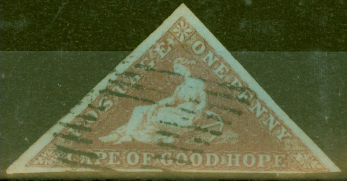 Valuable Postage Stamp from Cape of Good Hope 1853 1d Pale Brick-Red SG1 Deeply Blued V.F.U Fresh Example