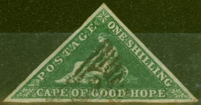 Valuable Postage Stamp from Cape of Good Hope 1859 1s Dp Dark Green SG8b Superb Used Choice Example