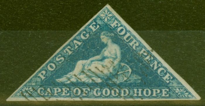 Collectible Postage Stamp from Cape of Good Hope 1863 4d Steel Blue SG19c V.F.U