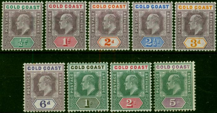 Gold Coast 1902 Set of 9 to 5s SG38-46 Fine MM. King Edward VII (1902-1910) Mint Stamps