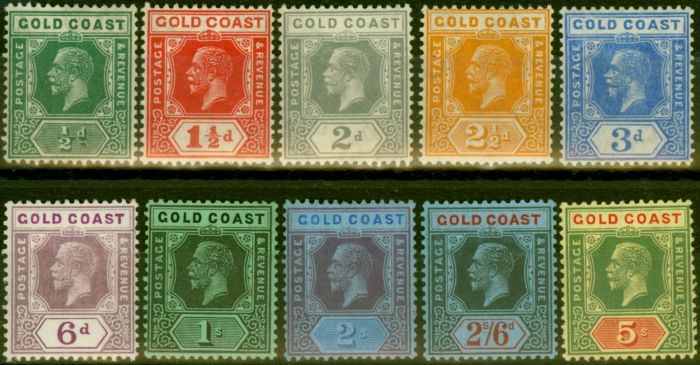 Valuable Postage Stamp Gold Coast 1921-24 Set of 10 to 5s SG86-98 Fine LMM