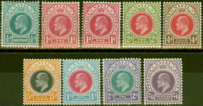 Rare Postage Stamp from Natal 1904-08 set of 9 SG146-157 Fine Lightly Mtd Mint