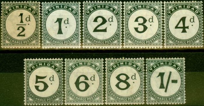 Collectible Postage Stamp from Trinidad 1885 Postage Due Set of 9 SGD1-D9 Good to Fine Mtd Mint