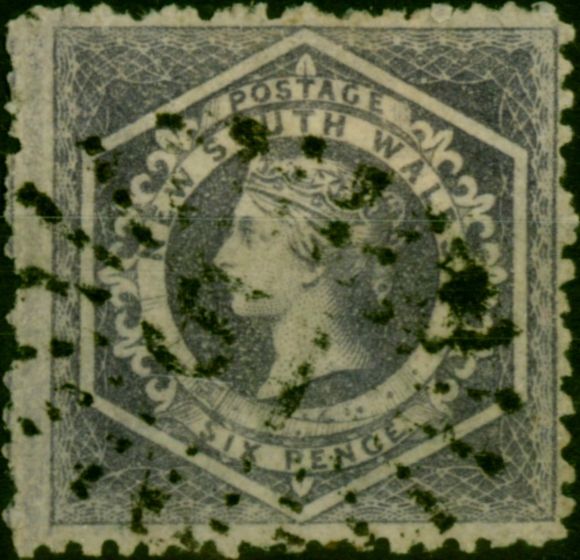 Old Postage Stamp N.S.W 1860 6d Mauve SG147 Fine Used