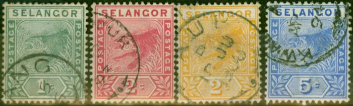 Collectible Postage Stamp Selangor 1891-95 Set of 4 SG49-52 Good Used