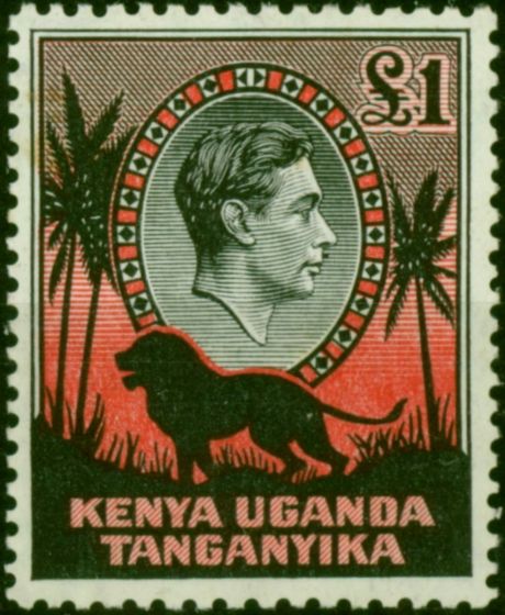 KUT 1938 £1 Black & Red SG150 P.11.75 x 13 Fine VLMM King George VI (1936-1952) Valuable Stamps