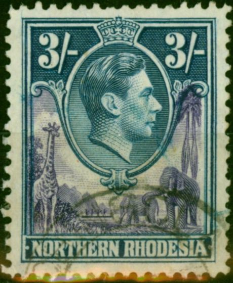 Valuable Postage Stamp Northern Rhodesia 1938 3s Violet & Blue SG42 Fine Used