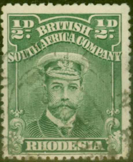 Old Postage Stamp from Rhodesia 1913 1/2d Green SG203 P.15 Fine Used