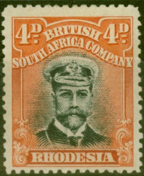 Valuable Postage Stamp from Rhodesia 1913 4d Black & Orange-Red SG224 Die II Fine & Fresh Mtd Mint