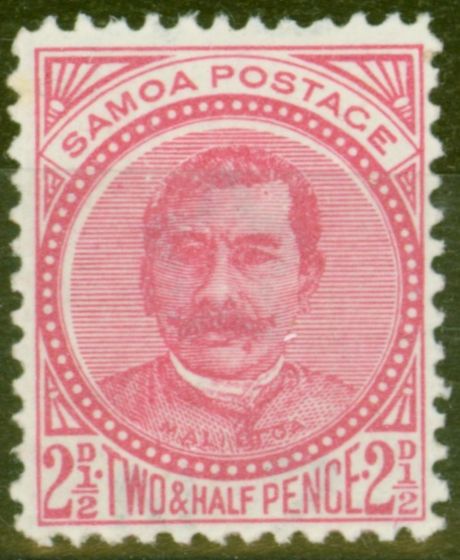Old Postage Stamp from Samoa 1891 2 1/2d Rose SG52 P.12.5 Wmk 4b Fine MNH