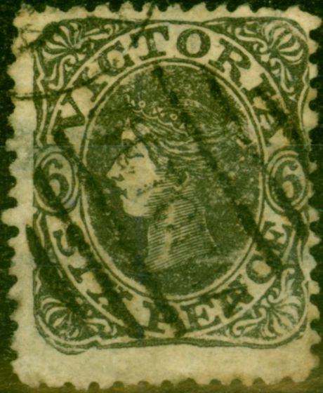 Rare Postage Stamp from Victoria 1862 6d Grey-Black SG106a Fine Used