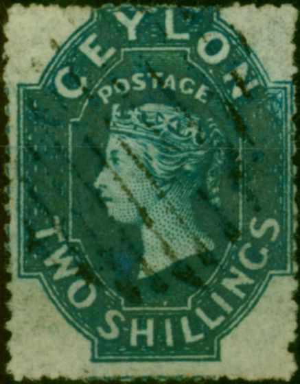 Ceylon 1861 2s Deep Dull Blue SG37a Fine Used  Queen Victoria (1840-1901) Rare Stamps
