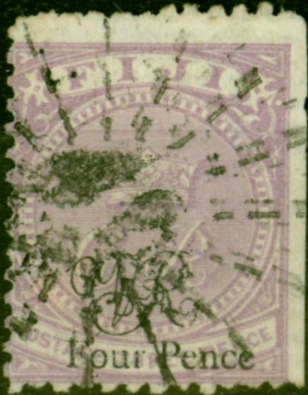 Collectible Postage Stamp from Fiji 1877 4d on 3d Mauve SG34 Good Used
