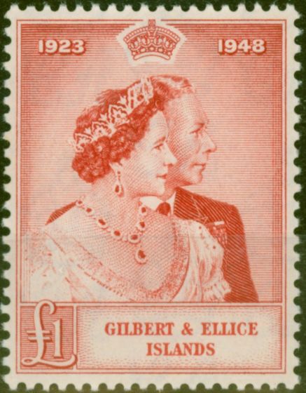 Gilbert & Ellice Is 1949 RSW £1 Scarlet SG58 V.F MNH  King George VI (1936-1952) Collectible Royal Silver Wedding Stamp Sets