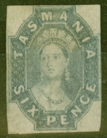 Rare Postage Stamp from Tasmania 1863 6d Grey-Violet SG46 Fine Unused