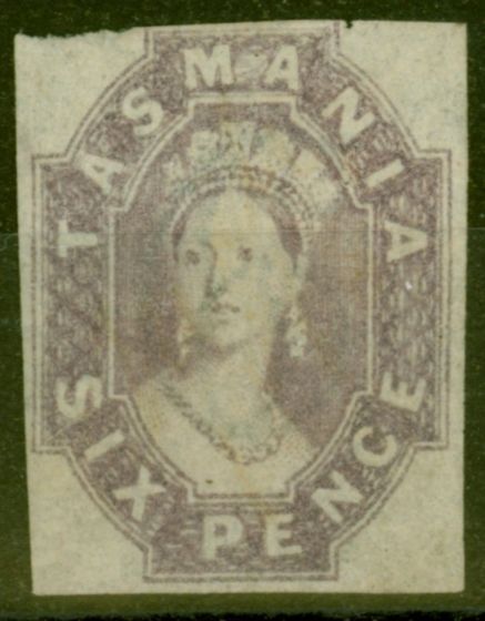 Rare Postage Stamp from Tasmania 1867 6d Reddish Mauve SG49 Fine Unused