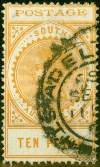 Old Postage Stamp from South Australia 1902 10d Dull Yellow SG274 Fine Used