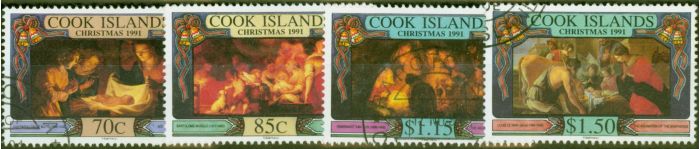 Rare Postage Stamp from Cook Islands 1991 Christmas set of 4 SG1256-1259 V.F.U