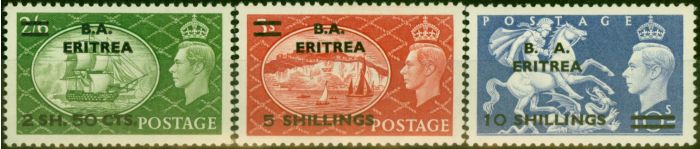 Collectible Postage Stamp Eritrea 1951 Set of 3 Top Values SGE30-E32 V.F MNH