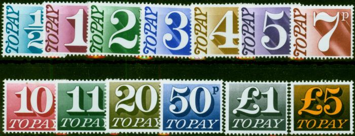 GB 1970-75 Postage Due Set of 13 SGD77-D89 V.F MNH  Queen Elizabeth II (1952-2022) Collectible Stamps