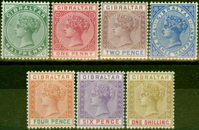 Rare Postage Stamp Gibraltar 1898 Set of 7 SG39-45 V.F VLMM
