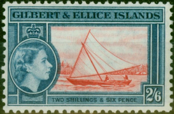 Valuable Postage Stamp Gilbert & Ellice Islands 1956 2s6d Scarlet & Deep Blue SG73 Fine LMM