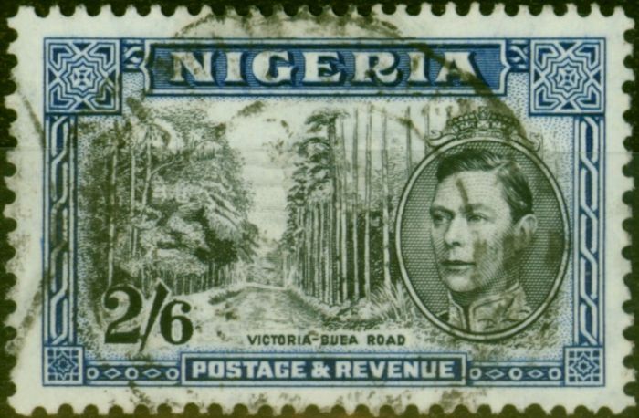 Rare Postage Stamp Nigeria 1938 2s6d Black & Blue SG58 Fine Used