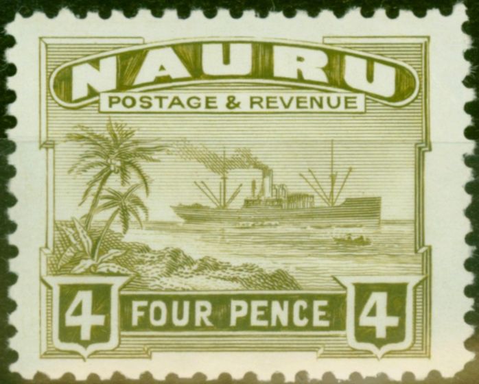 Old Postage Stamp Nauru 1937 4d Olive-Green SG32b Fine VLMM