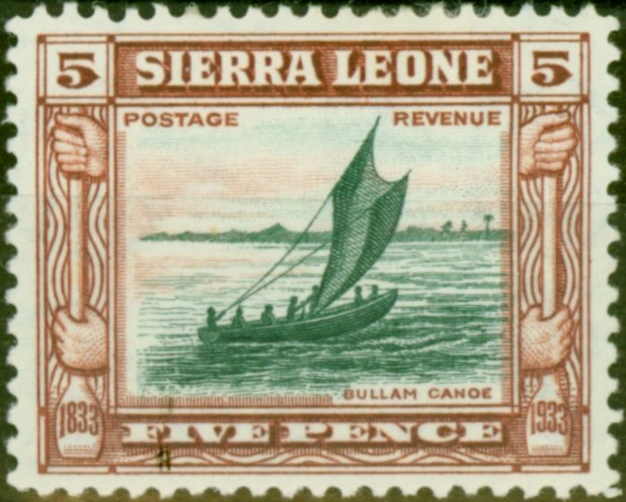 Collectible Postage Stamp Sierra Leone 1933 5d Green & Chestnut SG174 Fine MM